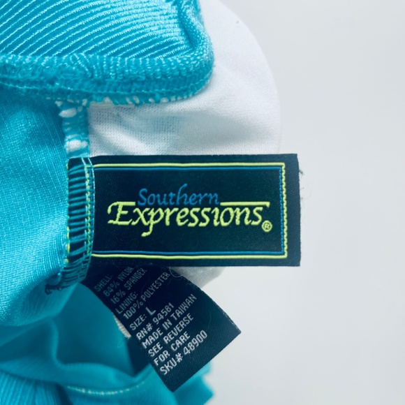 Southern Expression Ribbed Cloudlight One Piece Swimsuit Bathing Suit Blue Sz L - Picture 8 of 9